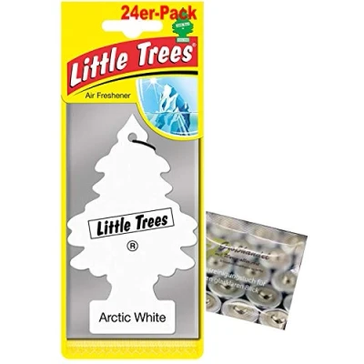 Abbildung von Wunderbaum 24er Box Original Lufterfrischer Arctic White Duftbaum inkl. 1 x Glasreinigungstuch von SP Großhandel Gratiszugabe