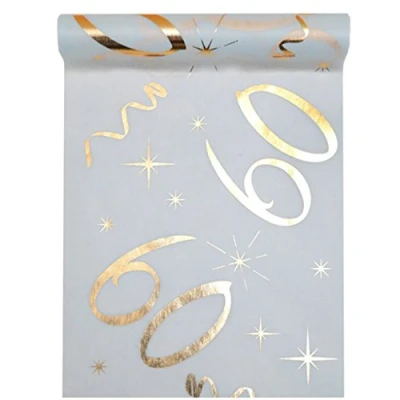 Abbildung von Santex Tischläufer Weiß Gold 60 Geburtstag 30cm x 5m Dekoband Banner