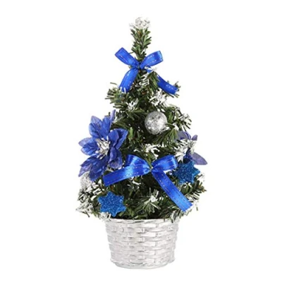 Abbildung von Molinter Mini Weihnachtsbaum Künstlicher Weihnachten Baum Christbaum Tannenbaum mit ständer Weihnachtsdeko Deko Geschenk (Blau)