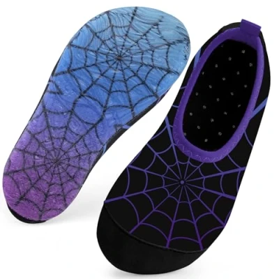 Abbildung von Kinder Badeschuhe Schwimmschuhe Wasserschuhe Jungen Baby Strandschuhe Aquaschuhe Schnell Trocknend für Beach Pool(Spinnennetz Schwarz34/35)