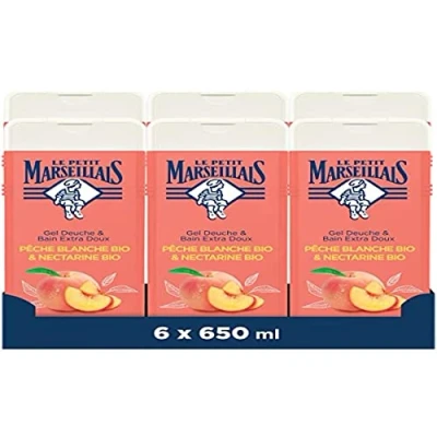 Abbildung von Le Petit Marseillais Dusch &amp; Badgel, extra weich, weißer Pfirsich, Bio Nektarine, 6 x 250 ml