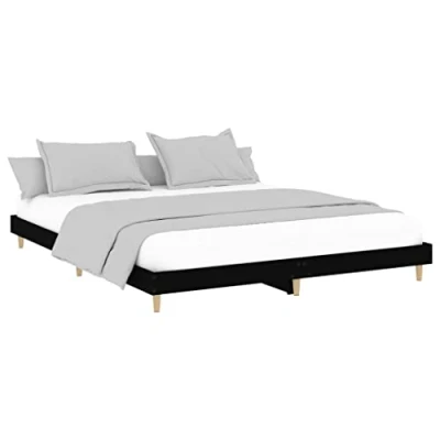 Abbildung von vidaXL Bettgestell, Bett mit Stauraum für Schlafzimmer, Bettrahmen Lattenrost, Schlafzimmerbett Doppelbett, Schwarz 180x200cm Holzwerkstoff