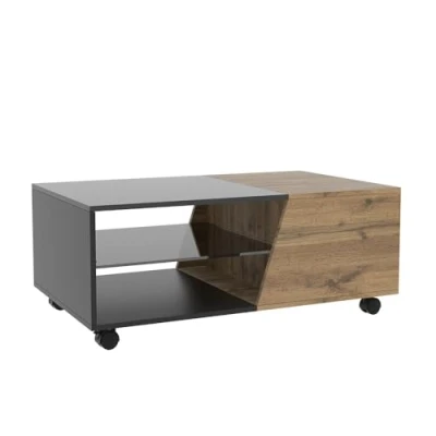 Abbildung von Vicco Couchtisch Yukon, Holz/Schwarz, 100 x 40 cm