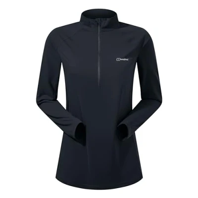 Abbildung von Berghaus Damen 24/7 Schwangerschafts T Shirt mit halbem Reißverschluss, langärmelig, Tiefschwarz, Größe 44
