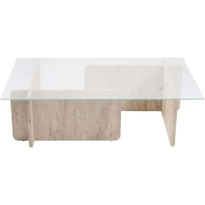 Abbildung von Design Couchtisch Azar L105cm Hellholz und Transparentes Glas Menzzo