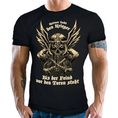 Abbildung von LOBO NEGRO® T Shirt für Wikinger Nordmann Keltic Fans keiner liebt den Krieger