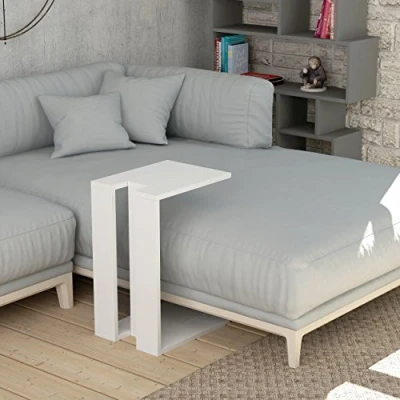 Abbildung von HOCUS PICUS Moderner C Tisch für Wohnzimmer Multifunktionaler Beistelltisch Couchtisch &amp; Nachttisch mit vielen Farboptionen 57 x 40 30 cm Weiß