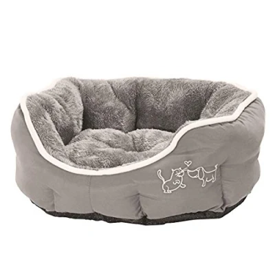 Abbildung von Dehner Tierbett Hunde /Katzenbett Sammy, oval, Polyester, grau