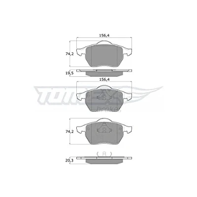 Abbildung von TOMEX brakes TX 12 Bremsbelagsatz Vorderachse VOLKSWAGEN: GOLF 4 Schrägheck, 3, Passat B3/B4 Variant, AUDI: A3 TT Coupe