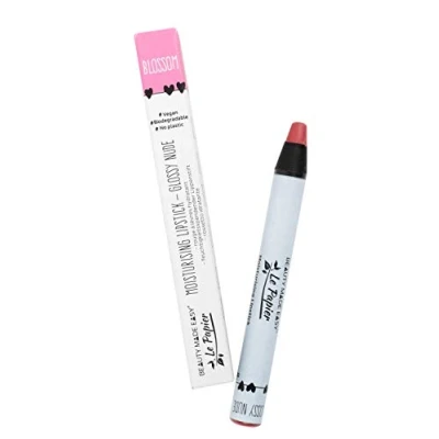 Abbildung von Beauty Made Easy Le Papier feuchtigkeitsspendender, veganer Lippenstift ohne Plastik, mit Shea Butter, Glossy Nudes BLOSSOM 1 x 6g