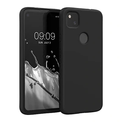 Abbildung von kwmobile Hülle kompatibel mit Google Pixel 4a gummierte TPU Silikon Handyhülle Schutzhülle für kabelloses Laden Case in Schwarz matt