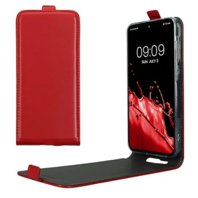 Abbildung von kwmobile Schutzhülle kompatibel mit Samsung Galaxy A55 5G Hülle Handy Flip Case Handyhülle Dunkelrot
