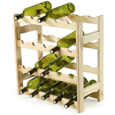 Abbildung von KADAX Weinregal aus Holz, 54x53x25cm Flaschenregal, 20 Flaschen, Weinständer Kiefernholz, Weinschrank für Weinflaschen, Weinsammlung, Aufbewahrung vom Wein, Flaschenhalter