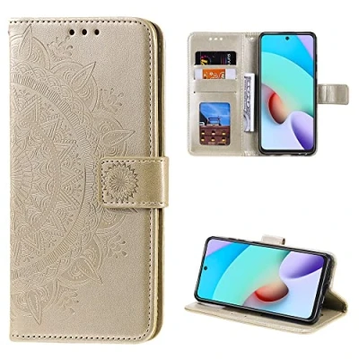 Abbildung von CoverKingz Handy Case kompatibel mit Xiaomi Redmi Note 11 Pro/Note Pro Plus Cover Kartenfach Phonecase Smartphone Hülle klappbar Motiv Mandala Gold