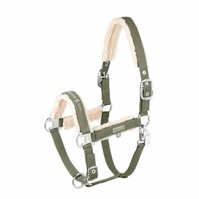 Abbildung von Eskadron Halfter Classic Sports Denim Double Pin Teddyfleece Dusty Olive Warmblut Agradi.deVerkauft von Agradi