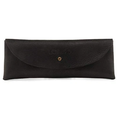 Abbildung von Londo Echtes Leder Retro Stift und Bleistift Fall Metall Snap Verschluss, Pouch Schreibwaren Tasche