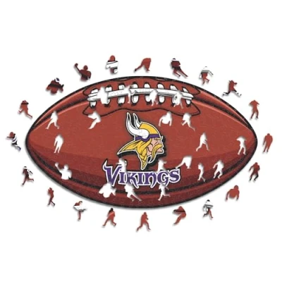 Abbildung von Iconic Puzzles, Minnesota Vikings Crest, 100% ökologisch nachhaltiges Holzpuzzle mit offizieller Lizenz, Größe L, 500 Teile
