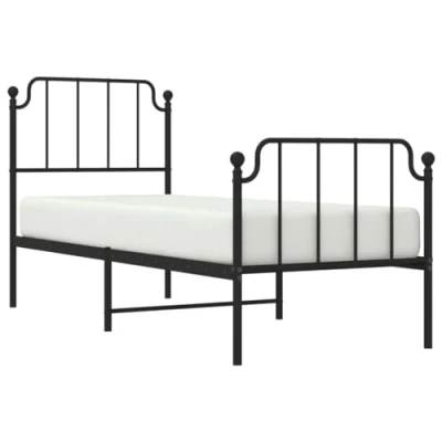 Abbildung von vidaXL Bett Bettgestell mit Kopf und Fußteil Metall Schwarz 75x190 cm