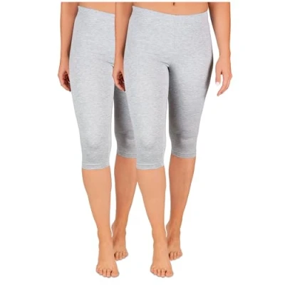 Abbildung von SES Capri Leggings Damen Grau meliert (36/38) 2er Pack aus Baumwolle/blickdichte Leggings/elastische Leggins 3/4 lang Baumwolle/Damen mit Perfekter Passform