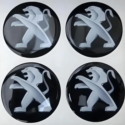 Abbildung von 4 Stück Nabendeckel Aufkleber für Peugeot 50mm, Radnabenkappen Logo Felgenkappen Felgendeckel Nabenkappen Wheel Caps