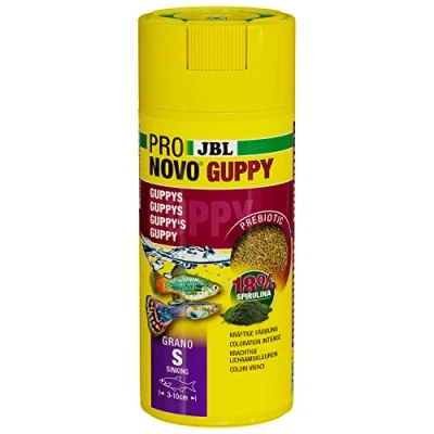 Abbildung von JBL PRONOVO GUPPY GRANO, Fischfutter Granulat, Klickdosierer, Größe S, 250ml