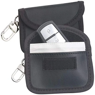 Abbildung von Semptec Urban Survival Technology Autoschlüsseltasche: 2er Set RFID Schutztaschen für Keyless Funk Autoschlüssel, Kunstleder (RFID Schlüsseletui, Autoschlüssel Mäppchen)