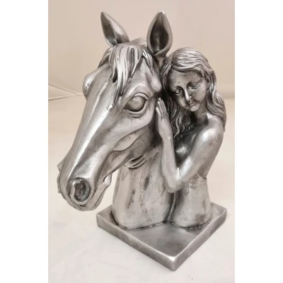 Abbildung von Ambiente Haus Tierfigur &quot;Pferdekopf mit Mädchen 32cm&quot;