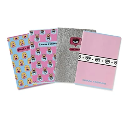 Abbildung von Maxi Notizbücher Chiara Ferragni &amp; Pigna, A4 Format, 4M 4mm kariert, Pink/Azur Mix Themen, 5 Pack