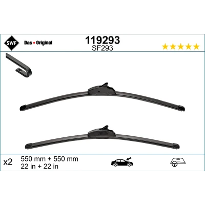 Abbildung von Scheibenwischer Swf Visioflex 119293 vorne Rahmenlos RENAULT: Kangoo II / Grand Kangoo, Express, Be Bop