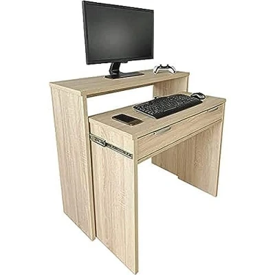 Abbildung von Dreaming Online Cambria, Schreibtisch komplett ausziehbar, Computertisch, Farbe, praktisch und funktional, Holz, 90 x 33/64 73/86,5 cm