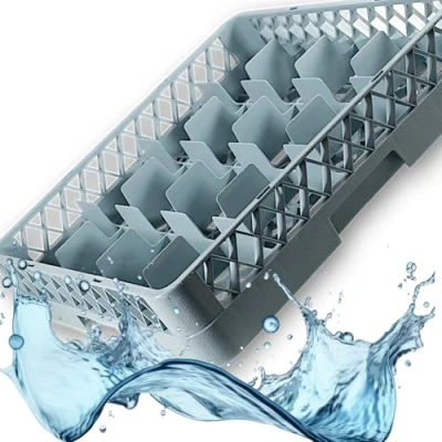 Abbildung von Kerafactum® Spülkorb Korb mit 16 Feldern für Gläser und Tassen die Gastro Spülmaschine Spülmaschinenkorb universal aus Kunststoff 50x50 cm grobmaschig erweiterbar all purpose rack