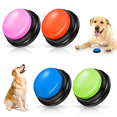Abbildung von REAQUE Buzzer with Recording Function, Pack of 4 Buzzers Sound, Sound Button for Dogs, Function Interacting Dogs (4 Stück)