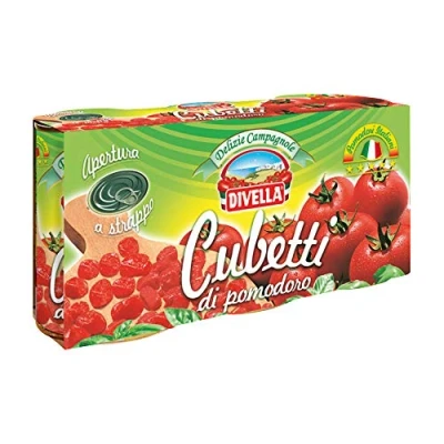 Abbildung von Divella Delizie Campagnole Cubetti di pomodoro 100% Italiani Delights 100 % italienische Tomatenwürfel 24x 400gr + Italian Gourmet polpa
