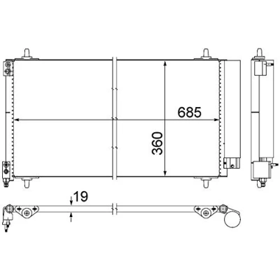 Abbildung von MAHLE ORIGINAL AC 592 000S Klimakondensator mit Dichtring, Trockner 14 11,0 679 PEUGEOT: 407 SW, Coupe, Limousine, CITROËN: C5 III Kombi