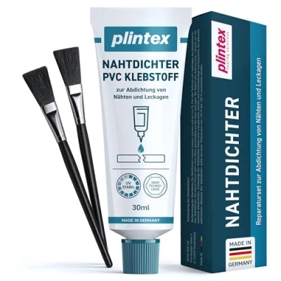 Abbildung von PLINTEX® Nahtdichter 30ml extra stark inkl. 2x Pinsel Nahtkleber für Zelte, Jacken, Markisen, Sonnensegel &amp; Rucksäcke Zeltnaht abdichten, Zelt Kleber, Naht Dichter