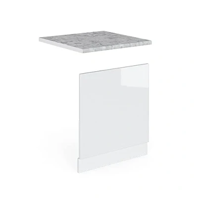 Abbildung von Vicco Frontblende R Line, Weiß Hochglanz/Weiß, 60 cm, AP Marmor