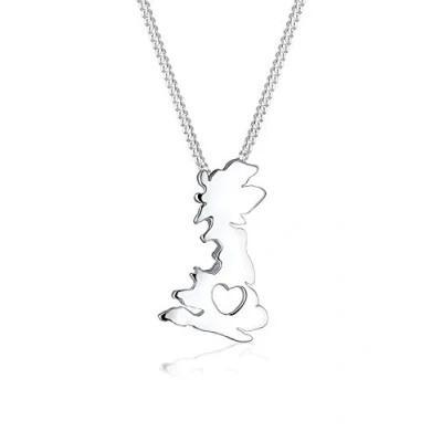 Abbildung von Elli LÄNDERUMRISS England HERZ CUT OUT Halskette, Damen, Größe: 45, Silber