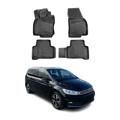 Abbildung von OMAC 7558444 Fußmattensatz Gummi, TPE (thermoplastischer Elastomer) 4 schwarz VOLKSWAGEN: Touran II