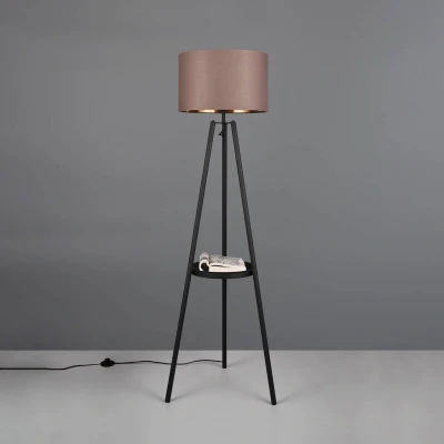 Abbildung von Reality Leuchten Stehleuchte Colette R41561032, Metall Schwarz Matt, Schirm Stoff Taupe/Goldfarbig, exkl. 1x E27