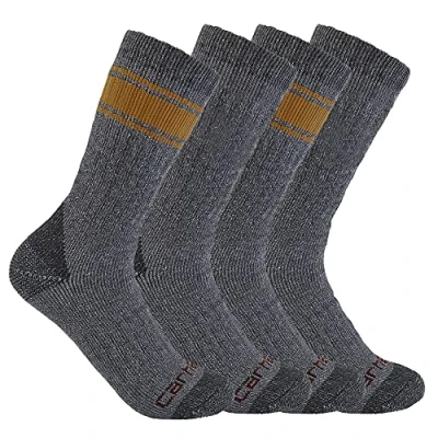 Abbildung von Carhartt Herren Heavyweight Crew 4 Pack Socken, 2 Verschiedene Grau, Large (4er Pack)