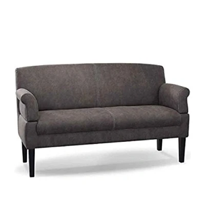 Abbildung von CAVADORE 3 Sitzer Küchensofa Malm, Sitzbank für Küche oder Esszimmer in Lederoptik, Inkl. Armteilverstellung, Federkern und moderner Kontrastnaht, 182 x 97 78, Mikrofaser: grau