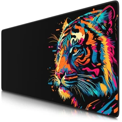 Abbildung von TITANWOLF XXL Speed Gaming Mauspad 900 x 400mm Mousepad Tischunterlage Large Size verbessert Präzision und Geschwindigkeit Colour Tiger 2