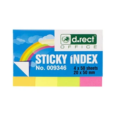Abbildung von D.RECT Haftstreifen Pagemarker Index Haftmarker Film Textstreifen 20x50mm 4x50 Stück Kartondispenser