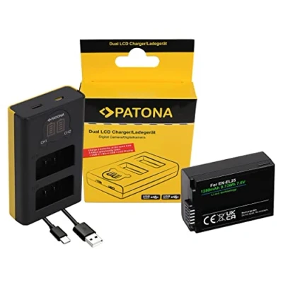 Abbildung von Hooster Nikon Z 50 / fc Zubehör Set mit Ersatzakku und Dual LCD USB Ladegerät kompatibel Akku EN EL25 (1280mAh) Cleaning Pad
