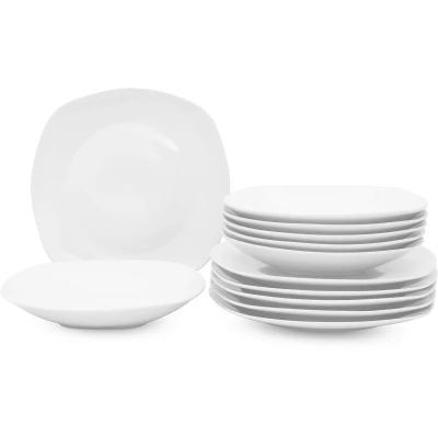 Abbildung von Retsch Arzberg Tafelservice Geschirr Set Fino (12 tlg), 6 Personen, Porzellan, Teller Set, weiß, Made in Germany, 12 Teile, für Personen