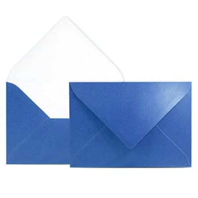 Abbildung von 50 Briefumschläge DIN C6 Blau Metallic 11,4 x 16,2 cm Kuverts mit 90 g/m² Nassklebung spitze Klappe Umschläge ohne Fenster Colours 4 you