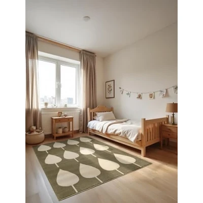 Abbildung von Hanse Home Adventures Kinderteppich Design Spielteppich Leaves, Modernes Blatt Design, Spielmatte, Krabbelteppich Junge Mädchen für Kinderzimmer, Jugendzimmer, Wohnzimmer Grün Creme, 160x235cm