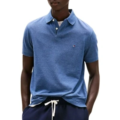 Abbildung von Tommy Hilfiger Herren Poloshirt Kurzarm 1985 Regular Fit, Blau (Faded Indigo Heather), M