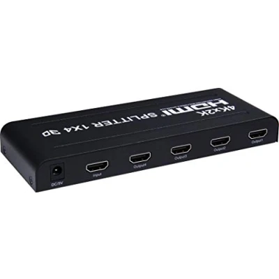 Abbildung von PremiumCord 4K HDMI Splitter 1 4 Port mit Netzteil, Metallgehäuse, Video Auflösung 4Kx2K 2160p UHD, Full HD 1080p, Farbe schwarz
