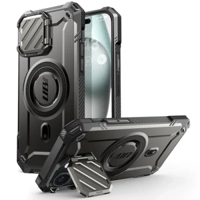 Abbildung von SupCase UB Mag XT für iPhone 14 / 13 Hülle mit Kameraschutz, Robust Handyhülle Bumper Case Schutzhülle Kompatibel MagSafe Ständer (Schwarz)